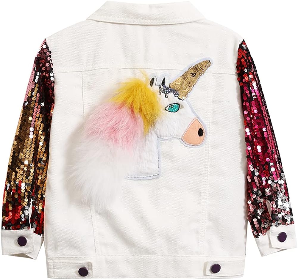 Unicorn Jean Jacket for Girls Kids & Toddler with Sparkly
