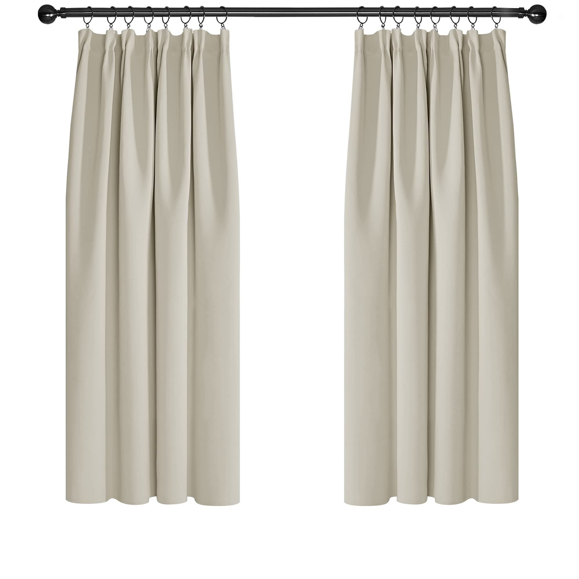 Deconovo Room Darkening Curtains Super Soft Thermal Insulated Energy Saving Pencil Pleat Room Darkening Curtains for Bedroom 66x54 Inch Light Beige 2 Panels