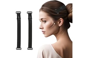 2 Pcs Facelift Bands with Clips Invisible Face Stretching Lifting Strap Adjustable Elastic Band Face Slimming Band (24cm Blac