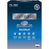 AllerEase Maximum Waterproof Allergy Zippered Mattress Protector, King | Allergy protection; cotton top; temperature balancing; fits mattresses up to 15 inches deep, King; hot-water washable