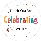 Cwzidyq 120 Pcs Thank You Stickers, 2 Inch Thank You for Celebrating with Me Stickers, Party Favors Labels for Wedding, Birthday, Anniversaries, Envelope Seals (Stars)