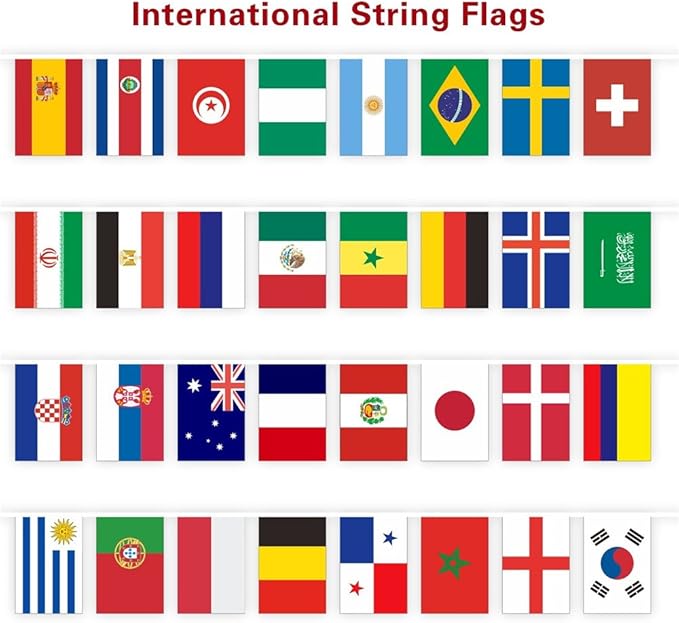 NYKKOLA 2018 FIFA World Cup Flags Set of 32 Country Flags Decoration