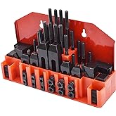 mitoharet 58 Pc 7/16 Inch T-Slot Hold Down Clamp Clamping Kit | Mill Machinist Set Replacement for Bridgeport Milling Machine with Plastic Storage Box (3/8-16)