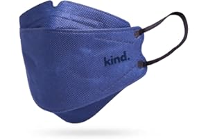 Kind 3D Willow Face Mask - Breath Flow Technology, Lightweight 4-Layer Disposable Mask for All-Day Wear, 5 Pack - Navy Blue