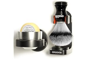 Anbbas Faux Badger Hair Shaving Brush and Bowl with Black ABS Wall Mounted Shaving Stand Holders for Soap Bowl and Brush,100g Soap Bar,5IN1 Set for Men Close Shave
