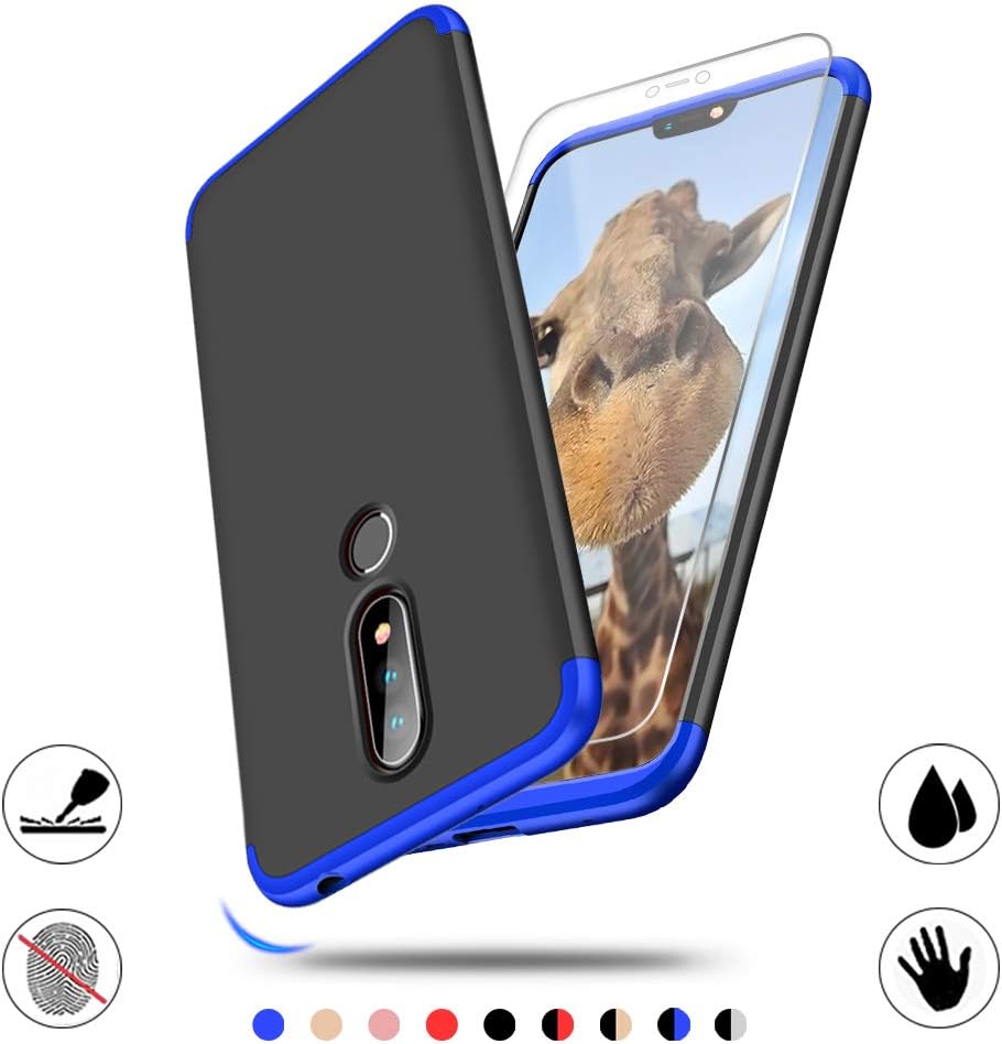 Screen Protector and Case for Nokia X6/Nokia 6.1 Plus, AChris 3 in 1 Case Cover for Nokia X6/Nokia 6.1 Plus Rigid PC Shell with Protective Film Fully Protective Matt Case Cover Ultra-Thin Shockproof