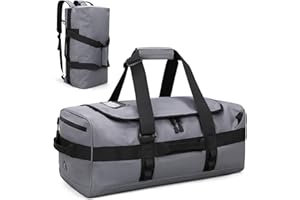 Haimont Gym Duffel Backpack Bag for Men Large Sports Duffle Bags with Backpack Straps for Hiking Travel Weekender Workout, Water Resistant, Gray, 60L