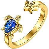 Lypic Turtle Starfish/Seashell/Lotus/Hibiscus/Plumeria Toe Ring for Women 925 Sterling Silver Adjustable Open Toe Ring Summer Foot Jewelry
