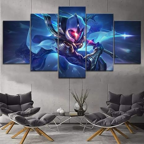 MIYCOLOR Modulare 5 Stück Leinwand Druck Cosmic League of Legends Meister Yi Poster Typ Spiel Moderne Wohnkultur Wand Kunstwe