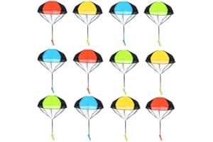 Tkocisa 12 Pack Parachute Toys, Tangle Free Throwing Parachute Toy Parachute Figures Plastic Warrior Figures for Kids Party Favors Outdoor