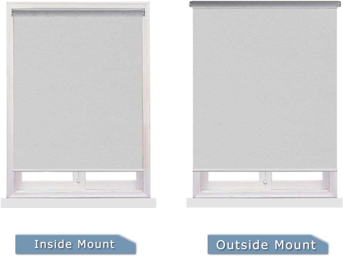 Blackout Shades Room Darkening Blinds Cordless UV Protection Roller Blind Blackout Blinds for Bedroom and Indoor Use 27x72, Whtie: Kitchen & Dining