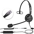 Arama Upgraded Yealink Phone Headset with Microphone Noise Cancelling, RJ9 Office Telephone Headsets Compatible with Yealink T20P T21P T26P T23G T46G T48G Avaya 1608 9608 9611 Grandstream (A600Y1)