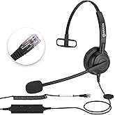 Arama Phone Headsets for Office Phones RJ600Y1 RJ9 Wired Headset with Noise Canceling Mic Phones Desk Landline Headset with Microphone Compatible with Yealink VoIP Phone