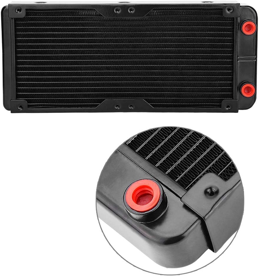 Water Cooling Radiator, 240mm G4/1 18 Tubes Thread Aluminum Water Cooler Heatsink Kit, for PC Computer CPU Cooling System - Image 4