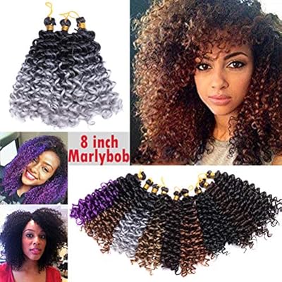 Ombre Two Tones Marlybob Crochet Braids Hair Extension Synthetic