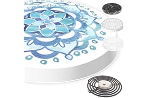 Robbins Aria The Only SENSI Temp fitting Electric Stove Burner Covers, Set of 4, Coil Protectors, Round, Range, Cooktop, Deep Size, Safety Sensor Fit (DEEP Blue Mandala)