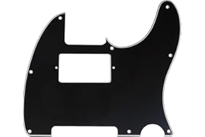 Musiclily 8 Hole Humbucker Tele Pickguard HH Scratch Plate for Fender American/Mexican Standard Telecaster Modern Style Electric Guitar, 3 Ply Black
