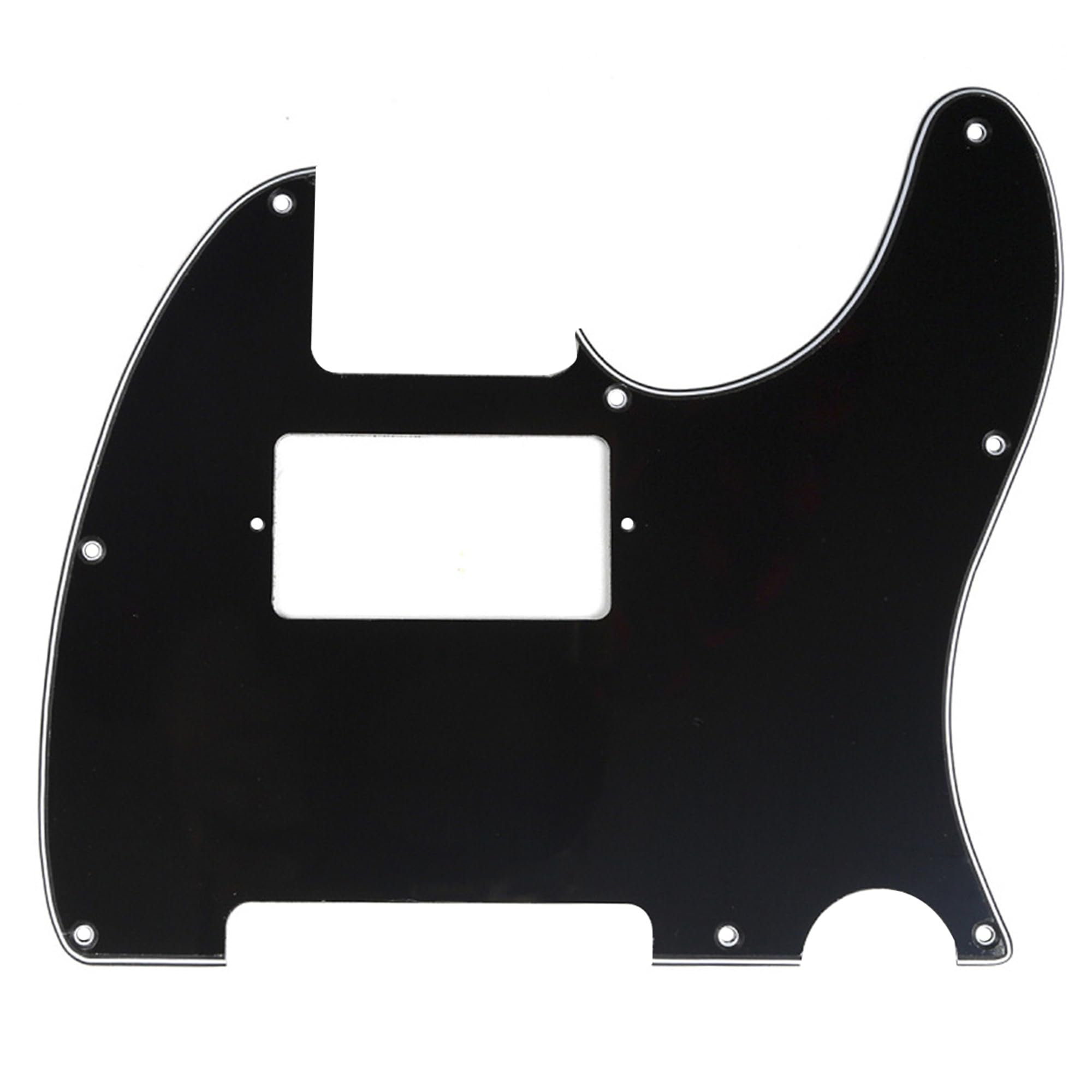 Musiclily 8 Hole Humbucker Tele Pickguard HH Scratch Plate for Fender USA/Mexican Standard Telecaster Modern Style Electric Guitar,3Ply Black — image 1