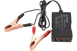 DC Converter 12V 24V to 5V USB Step Down Converter with Battery Clip, 3-Port Fast Charging for Multiple Devices, Black