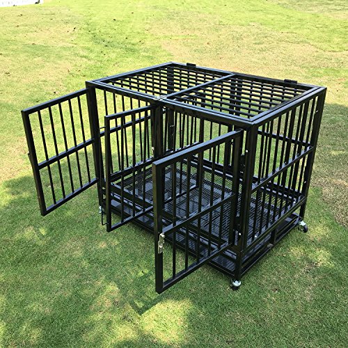 walnest Dog Crate Kennel Playpen Cage with Removable Divider Panel Heavy Duty Pet Cage for Two