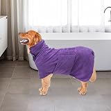 Geyecete Pineapple Drying Coat for Dogs Purple L - Fast Dry Absorbent Bath Robe view 6
