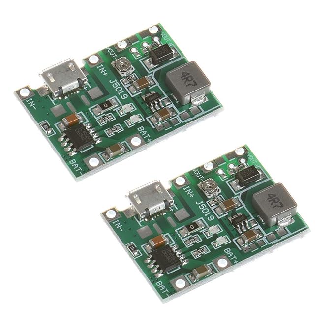 Anmbest 2PCS 3.7V 18650 Lithium Battery Charging Discharge 4.5V-8V to 4.3V-27V Adjustable Step Up Integrated Module