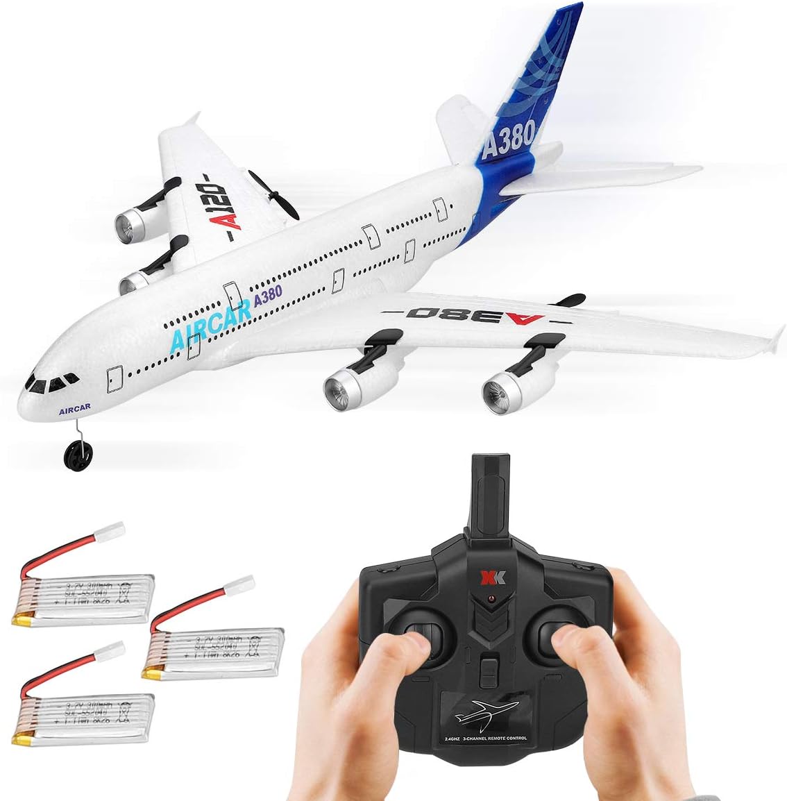 RC Airplanes 510mm Wingspan Glider 3CH 2.4Ghz DIY EPP Remote Control Airplane Toy Built-in 6-Axis Gyro A120-A380 Beginner Remote Control Plane with 3pcs Battery