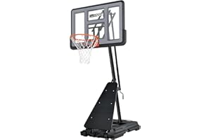 AWII SPORT Basketball Hoop Outdoor Protable 44/48Inch Impact Backboard, 5.3-10FT Height Adjustable Basketball Hoop Goal System with Portable Wheels for Adults