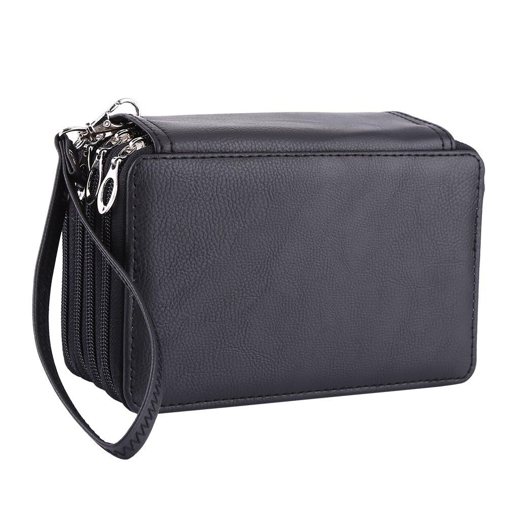 Agatige Pencil Bag,72 Slots PU Leather Large Capacity Pencil Case,Art Pencil Case Sketch Watercolor Sketch Pencil Case Portable Pen Organizer for School Supplies, 20 x 12.5 x 8.3cm