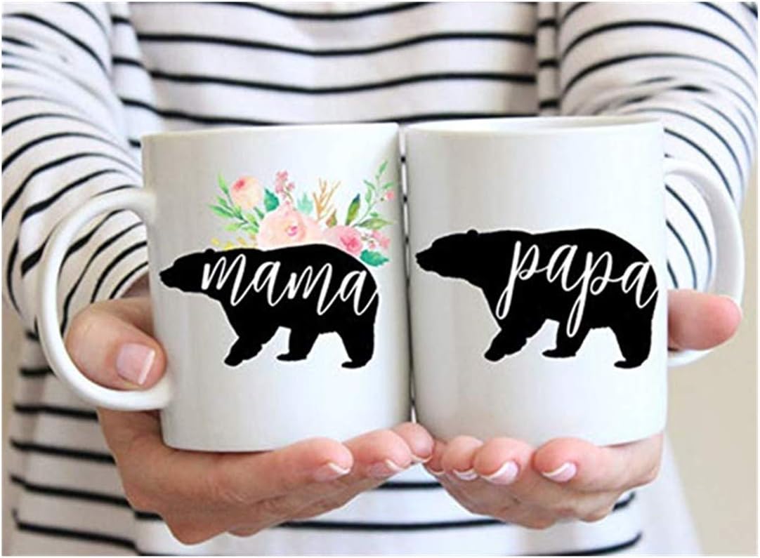 Mama Bear Mug,Papa Bear Mug,Gift for Mom,Gift for Dad,Baby Shower Gift Set