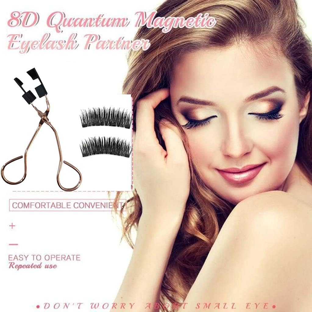 8D Quantum Magnetic Eyelash Partner for Apply Magnetic Eyelashes in Seconds, Multifunctional Magnetic Eyelash Curler Set, Portable Eyelash Curler to Apply, Remove & Repair Lashes Quickly (A)