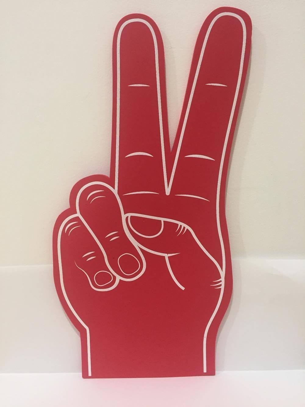 Palm printed giant EVA foam hand glove peace sign finger Red Amazon.co.uk Sports & Outdoors