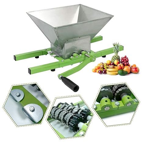 AUFUN 7L Obstmühle Edelstahl Traubenmühle Maischemühle Obstpresse mit Handkurbel (Obstmühle, 7L)