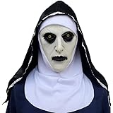 Vaughenda Horror The Nun Mask with Headscarf, Halloween Horror Mask Full Face Mask Cosplay Party Props