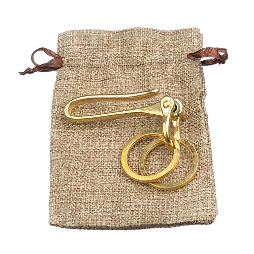 Agemore Belt keychain Solid Brass Key Ring Belt Hook Key Buckle Keychain for Leathercraft Wallet Chain Accessory Men's Keychain Keyring Nautical Gift