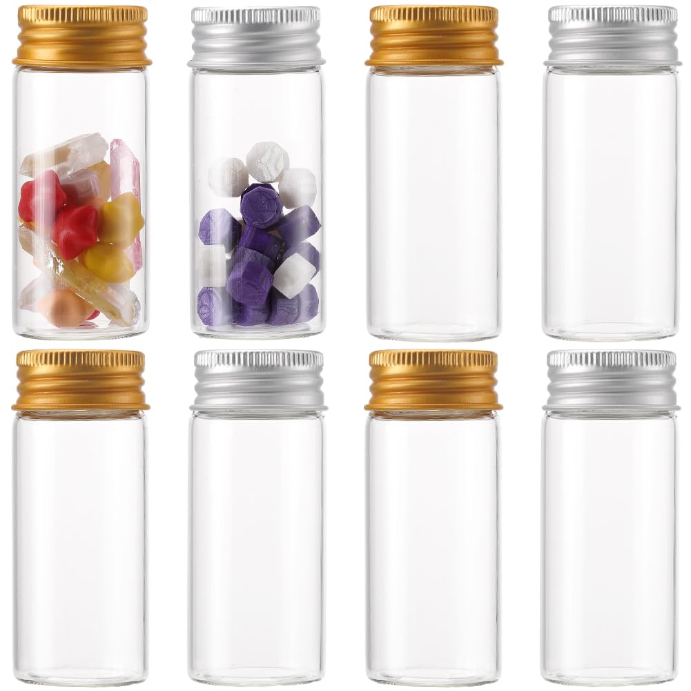 SUNNYCLUE 24Pcs Glass Bead Bottles 30ml Small Glass Bottles with Aluminum Cap Screw Tiny Glass Bottle Clear Empty Vials Mini Glass Jars for Essential Oil Liquid Powder Message jewellery DIY Crafts