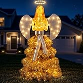 Large Lighted Angel Outdoor Statue for Yard & Garden, Weatherproof LED Decorative Angel for Patio, Lawn & Holiday-Style Outdoor Decor, Gold