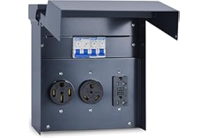 Caifus RV Outlet Box - RV Electrical Outlet Panel with 50 30 20 Amp Receptacles, Temporary Power Outlet Panel with Prewired B