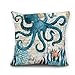 wendana Ocean Theme Cute Octopus Linen Pillow Covers Decorative 18 x 18 Throw Pillows Pillow Case for Couch