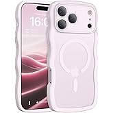 BENTOBEN Magnetic for iPhone 17 Pro Max Case, Cute Wavy [Full Camera Protection][Compatible with MagSafe] Matte Anti-Slip Bumper Women Girls Boys Protective Cover for 17 ProMax 6.9", Gray-Pink