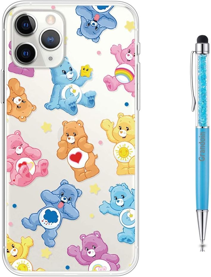 Grandoin Compatible with iPhone 11 Pro Max Case (6.5 Inches), Ultra Slim Chic Cute Pattern Transparent Soft Silicone Gel TPU Rubber Bumper Shockproof Full-body Protective Cover Case (Bears)