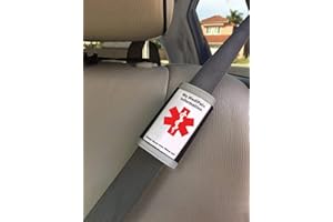 MediPal Medical Alert ID on Seatbelt Covers Shoulder Strap, w/Emergency Medical info for Autism Awareness, an Allergy ID, Seizure Alert, Diabetic ID, Dementia Product for Elderly + Medication List