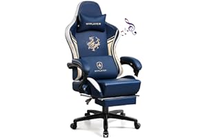 GTPLAYER Gaming Chair with Bluetooth Speakers and Footrest, Dragon Series Video Game Chair ，Heavy Duty, Ergonomic, Esports Computer Office Chair Blue (Royal Blue)