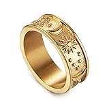 HZMAN 8mm Moon Star Sun Statement Ring Stainless