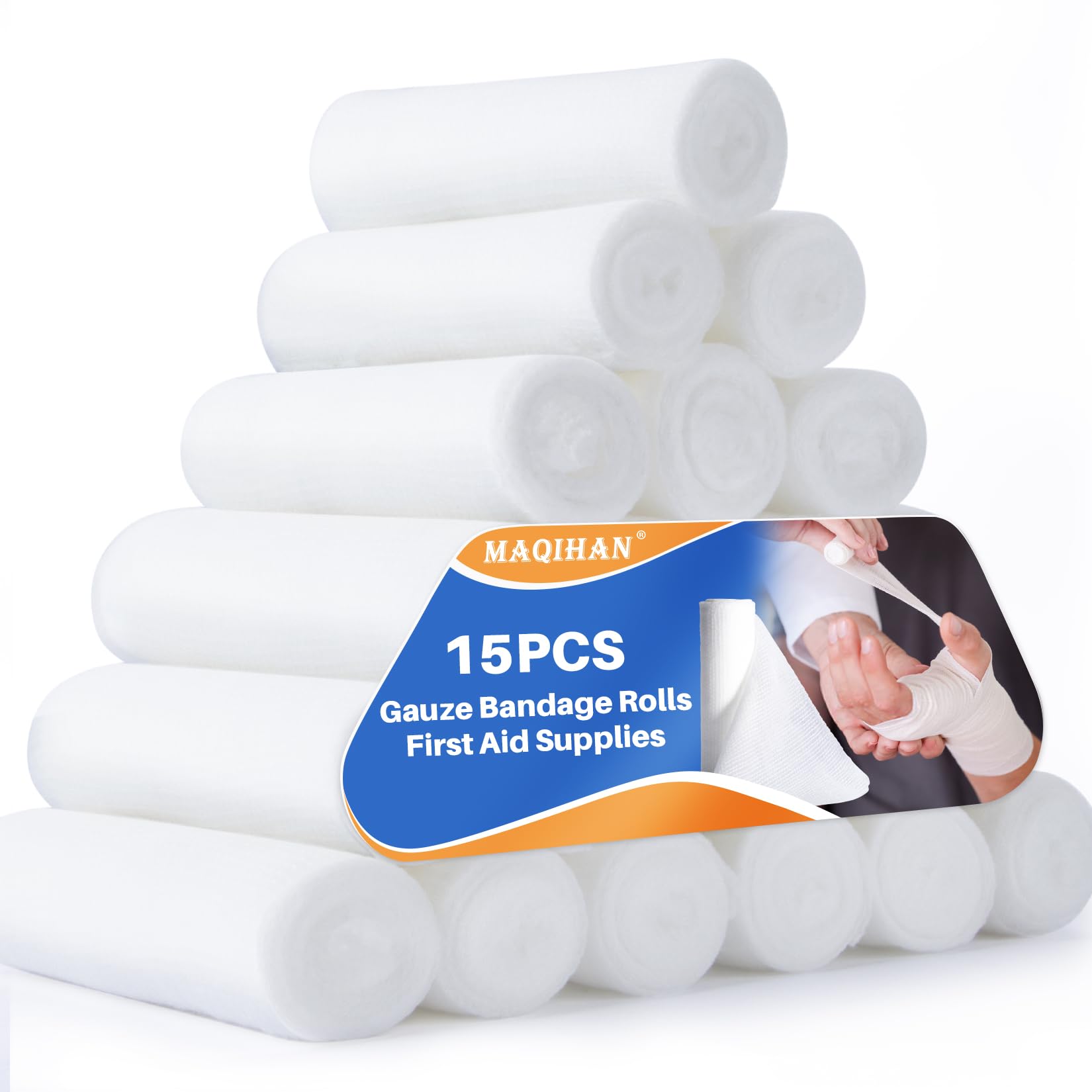 Photo 1 of 15PACK Gauze Rolls - 4 in x 4.9 Yards Individually Wrapped Bandage Rolls, Breathable First Aid Supplies, Wound Care Kit, Mummy Wraps Lightweight, Cut to Any Size