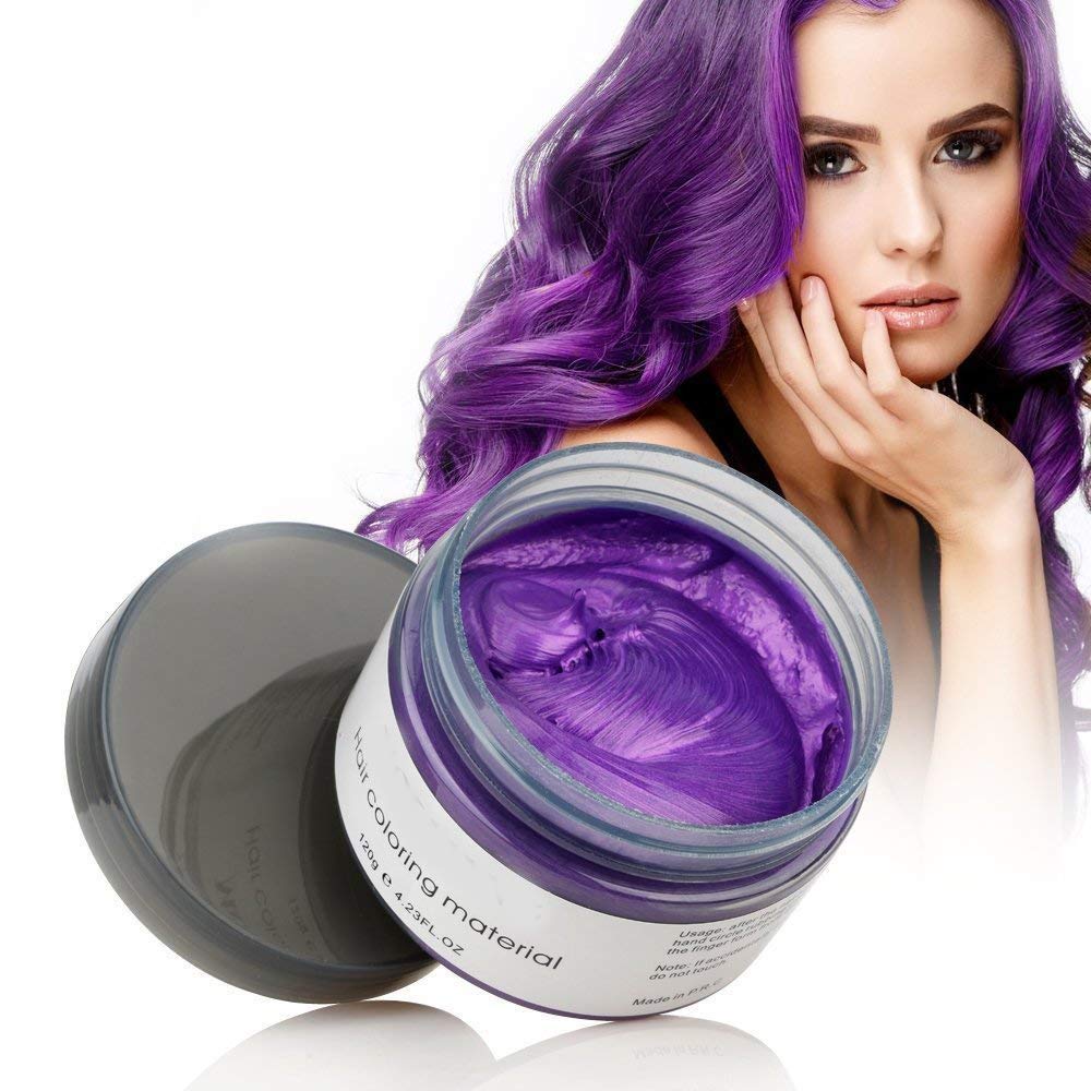 Temporary Hair Wax Colour, OCHILIMA Purple Hair Wax Hair Style Dye Mud, Natural Ingredients Washable Hair Styling Cream for Men Women Coloring Wax 120g /4.23 Oz
