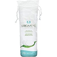 Organyc - 100% Organic Cotton Rounds - Biodegradable Cotton, Chemical Free, For Sensitive Skin (70 Count) - Daily Cosmetics.