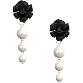 Anmpab Flower Cluster Pearl Earrings for Women Ball Drop Dangle Earrings Vintage Floral Stud with White Pearls for Her Wedding Party Jewelry