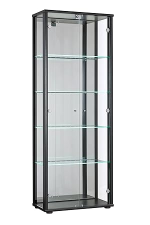 Universe 2 Door Glass Cabinet With Lock And Led Shelf Lights Wood
