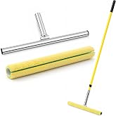 Ferrochef 18 Inch T Bar Applicator with Refill Pad for Floor Coating | Extendable Pole Reduces Bending, Lightweight Metal Frame, Even Stain Application, Includes Foam Pad, Hardwood Floors